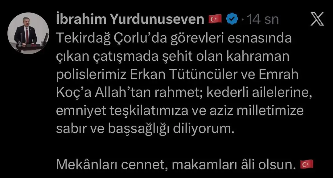 Çorlu’da Görevleri Esnasında Şehit Olan Polislerimize Rahmet